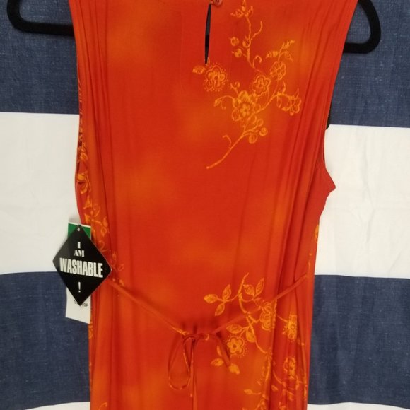 R&K ORIGINALS PETITE ORANGE BRICK MAXI SLEEVELESS SUNDRESS - Picture 2 of 11